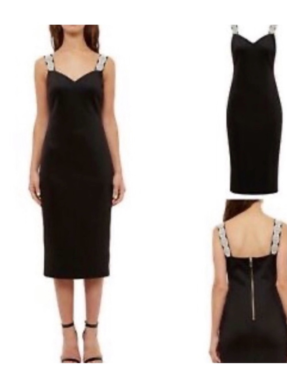 Ted Baker Black Mally Dress with Embellished Straps